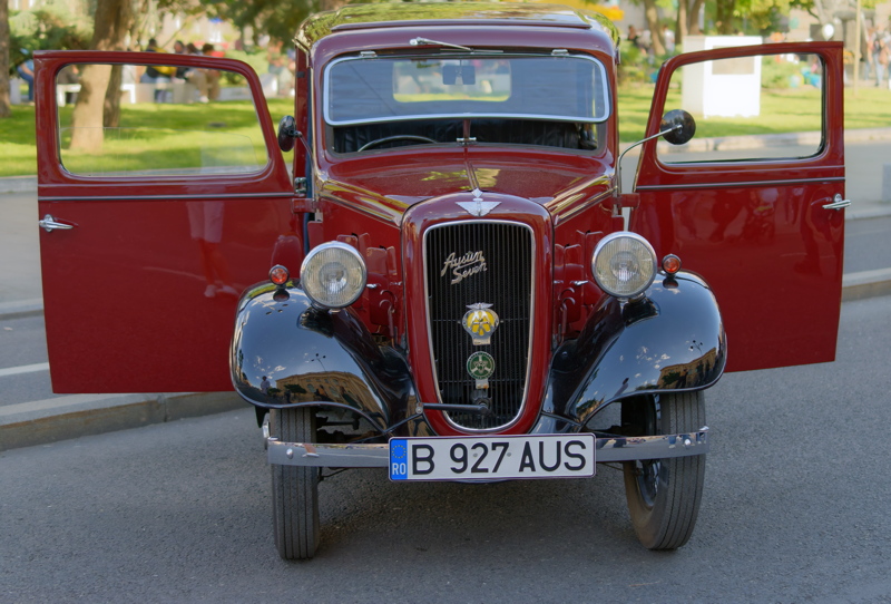 9 - A 1937 Austin Seven Ruby classic car exposed on a street during an event